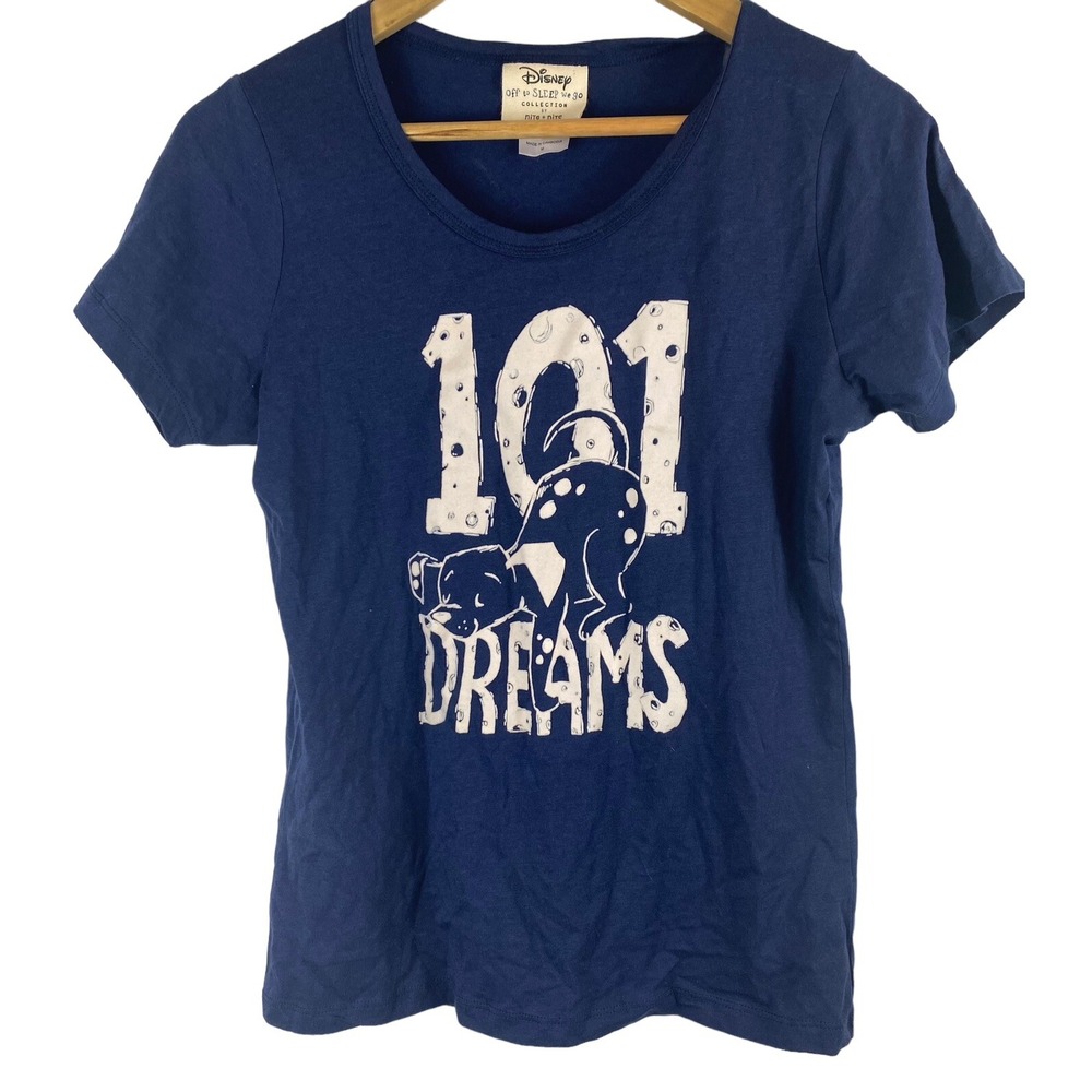 Disney 101 Dalmations tee shirt M Dreams nite nite top soft vacation parks navy